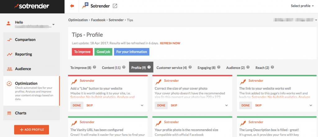 Sotrender's data-driven tool tips are helping Facebook Page managers in achieving their goals