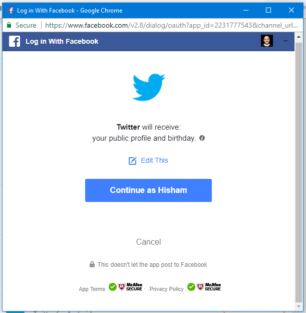 Connect Twitter to Facebook Step 2