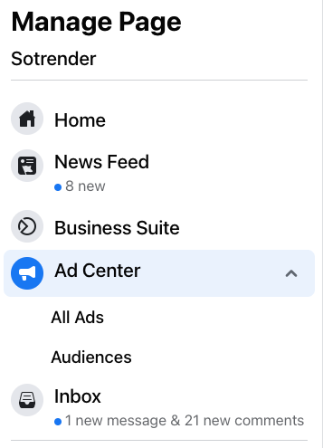 manage facebook page options