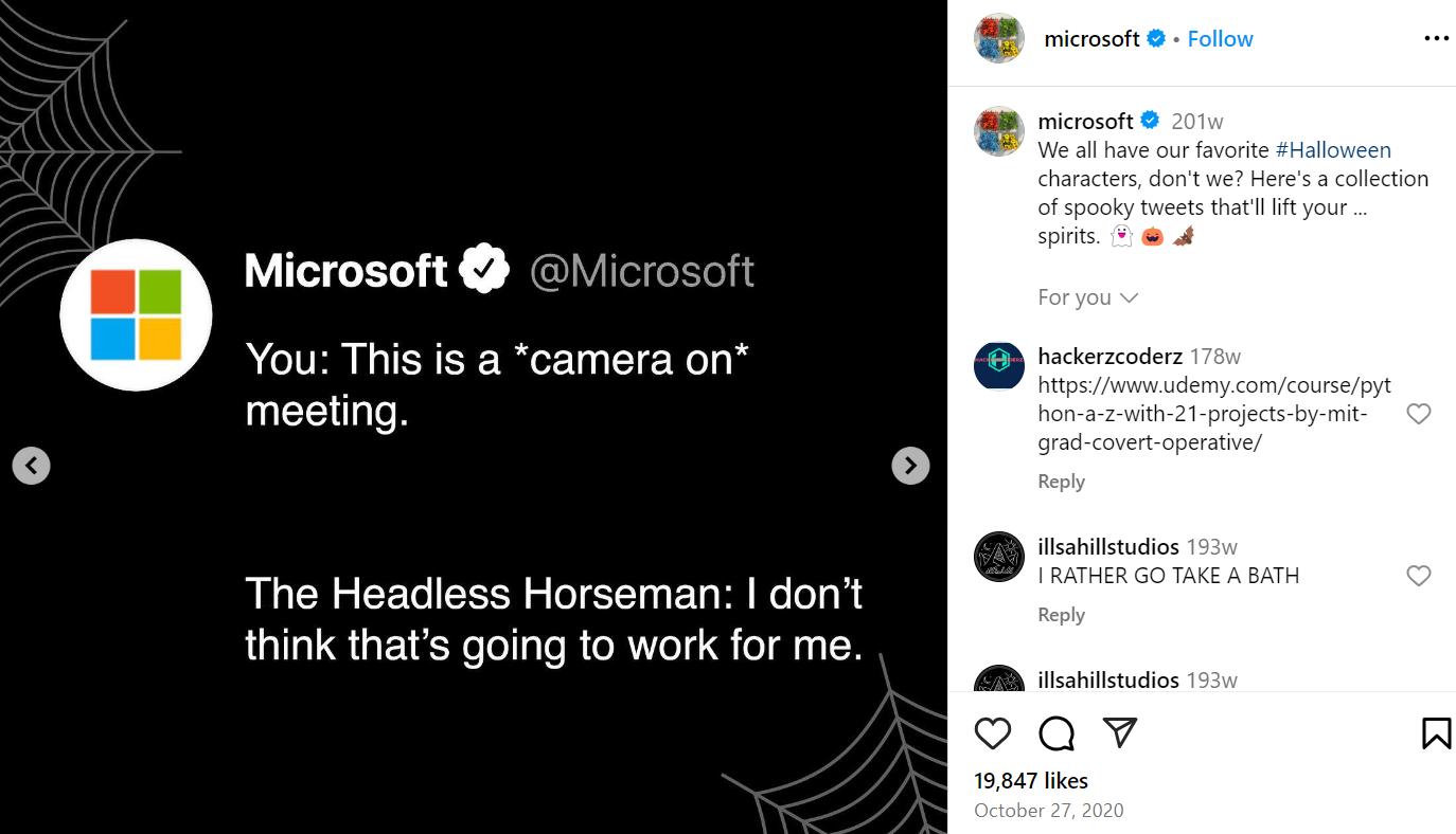 Microsoft Halloween post